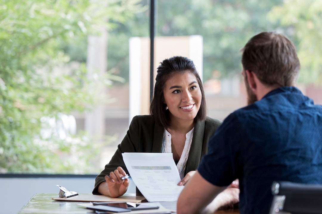 Credit counselor works with client